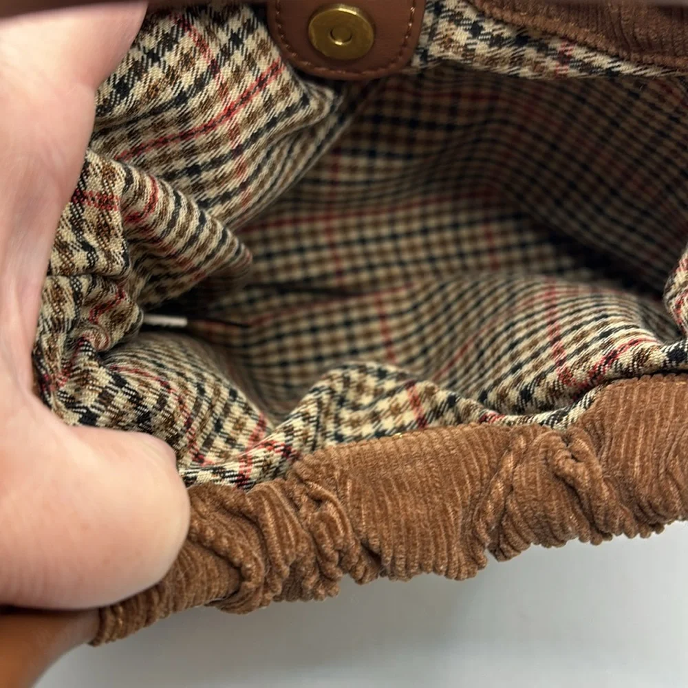 Brandy Melville light brown Corduroy mini bag exterior pocket casual festival - Picture 16 of 16